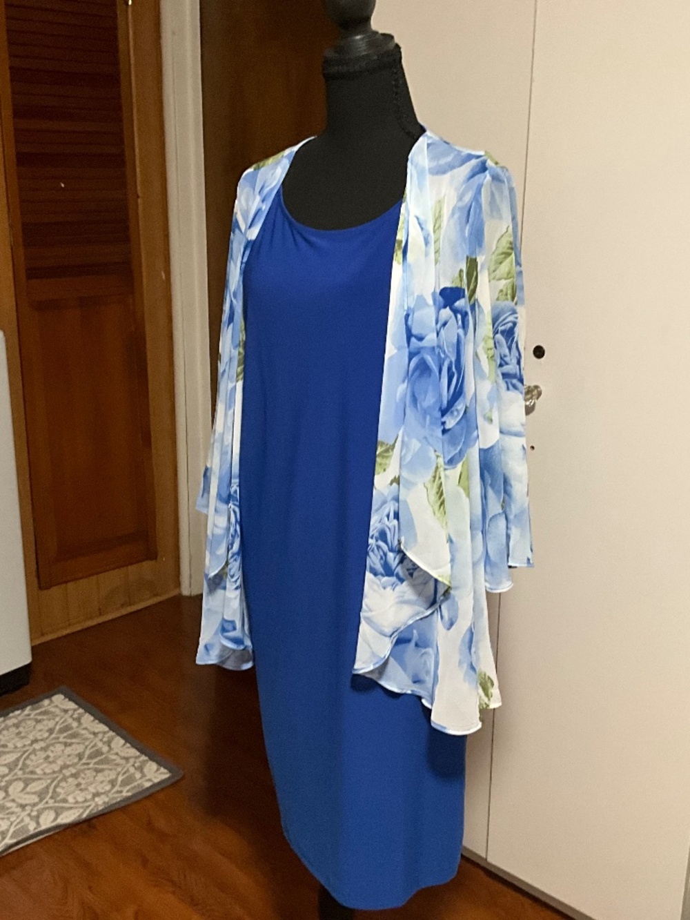 Blue dress with attached coverlet